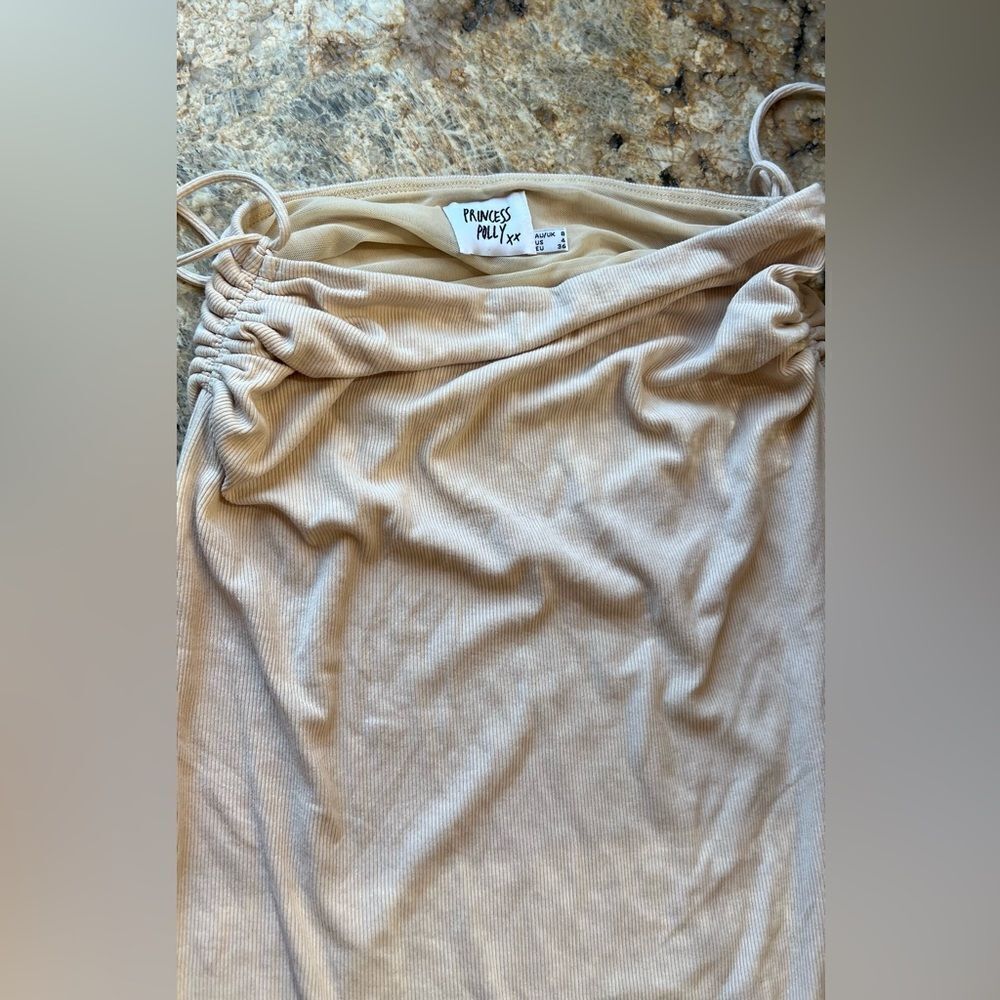 Princess Polly Beige Ruched skirt - Picture 6 of 7